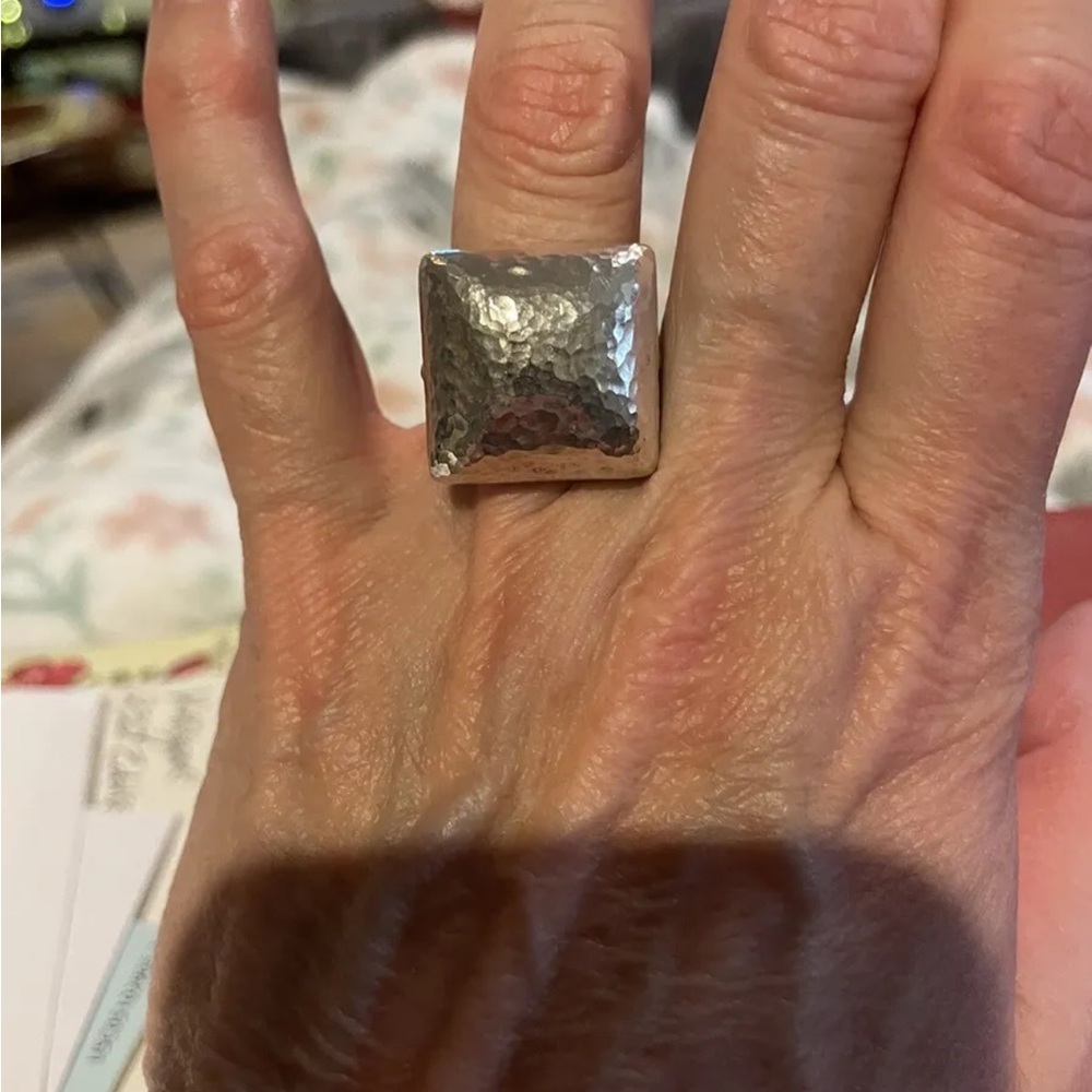 Brand New Gurhan Large Gold And Silver Hammered Ring - GORGEOUS! Size 6 1/2